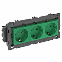 Розетка тройная 0° Modul45connect с з/к, 250 В, 16A (зеленый) (STD-D0C8 MZGN3) | 6120456 OBO Bettermann