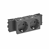 Розетка двойная 0° Modul45connect с з/к, 250 В, 16A (черный) (STD-D0C SWGR2) | 6120370 OBO Bettermann
