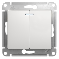 Выключатель 2-кл. СП Glossa 10А IP20 (сх. 5а) 10AX с подсветкой механизм бел. SchE GSL000153 Schneider Electric