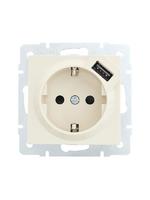 Розетка 1-м СП Vesna с заземл. заряд. устройством USB механизм крем. LEZARD 742-0388-181