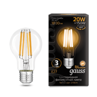 Лампа светодиодная филаментная Filament 20Вт A60 2700К тепл. бел. E27 1800лм GAUSS 102902120