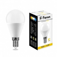 Лампа светодиодная LB-750 (11W) 230V E14 2700K G45 | 25946 FERON