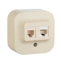 Розетка компьютерная + телеф. 1-м ОП Quteo 2мод. RJ11 RJ45 CAT.5E UTP сл. кость Leg 782251 Legrand