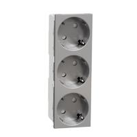 Розетка Unica Modular 45град. 2х2P+E защ. шторки безвинт. клеммы алюм. SchE NU307630 Schneider Electric