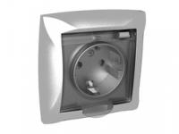 Розетка 1-м СП Дуэт 16А защ. шторки с заземл. серебро SchE WDE000348 Schneider Electric