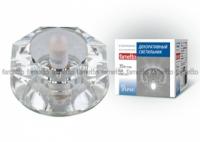 Светильник декоративный встраиваемый DLS-F112 G9 GLASSY/CLEAR "Fiore" без лампы основание стекло цвет зеркальный отделка кристалл прозр. Fametto 10125
