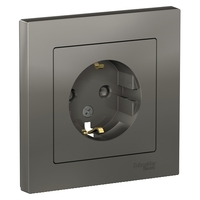 Розетка 1-м СП AtlasDesign 16А IP20 с заземл. защ. шторки в сборе сталь SchE ATN000944 Schneider Electric