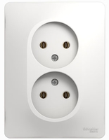 Розетка 2-м СП Glossa 16А IP20 без заземл. бел. SchE GSL000120 Schneider Electric