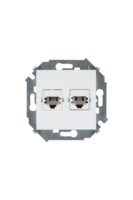 Механизм розетки телеф. СП Simon15 2мод. RJ11 + бел. Simon 1591589-030