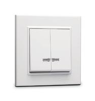 Выключатель 2-кл. СП Karea 10А IP20 с подсветкой бел. Makel 56001023