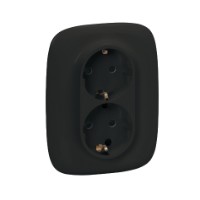 Розетка 2-м СП Valena Allure 16А IP20 250В 2х2P+E защ. шторки безвинт. клеммы с лицев. панелью антрацит Leg 753936 Legrand
