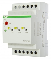 Реле напряжения CP-734 (трехфазное; контроль нижнего (150-210В) и верхнего (240-270В) порога напряжения; отдельный контакт на каждую фазу; монтаж DIN-рейке 35мм 3х400/230 N 3х8А 3х1R IP20) F&amp;F EA04.009.007 Евроавтоматика ФиФ