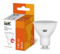 Лампа светодиодная ECO PAR16 5Вт 3000К тепл. бел. GU10 450лм 230-240В IEK LLE-PAR16-5-230-30-GU10 (ИЭК)