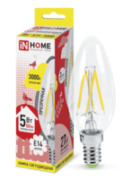 Лампа светодиодная LED-свеча-deco 5Вт 230В E14 3000К 450Лм прозрачная IN HOME 4690612007564