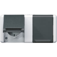 Двойная горизонтальная SCHUKO-розетка 16A 250V~ для накладного монтажа IP44 JUNG 8220-1W