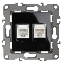 Розетка комбинированная RJ45+RJ11, Эра12, чёрный, 12-3109-06 - Б0018253 ЭРА (Энергия света)