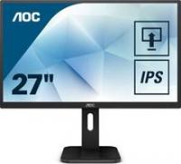 Монитор LCD 27дюйм [16:9] 2560х1440(WQHD) IPS nonGLARE 250cd/кв.м H178град/V178град 1000:1 50М:1 1.07B 5ms VGA DVI HDMI DP USB-Hub Height adj Pivot Tilt Speakers 3Y Black Q27P1 AOC