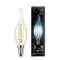 Лампа светодиодная филаментная Filament 11Вт свеча на ветру 4100К нейтр. бел. E14 830лм GAUSS 104801211