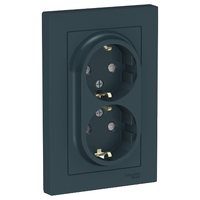 Розетка 2-м СП AtlasDesign 16А IP20 с заземл. защ. шторки в сборе изумруд SchE ATN000826 Schneider Electric
