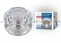 Светильник декоративный встраиваемый DLS-F107 G9 GLASSY/CLEAR "Fiore" без лампы основание стекло цвет зеркальный отделка кристалл прозр. Fametto 10120