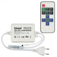 Контроллер для управления LED одноцветными ULS-2835 лентами 220В, ULC-N11-DIM WHITE 1 выход, 600Вт, с пультом ДУ ИК | UL-00002277 Uniel