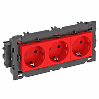 Розетка тройная 0° Modul45connect с з/к, 250 В, 16A (красный) (STD-D0C8 SRO3) | 6120458 OBO Bettermann