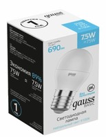 Лампа светодиодная Basic 7.5Вт Шар 4100К E27 690лм Gauss 1053228