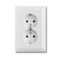 Механизм розетки 2-м Basic защ. шторки альп. бел. ABB 2CKA002021A0378