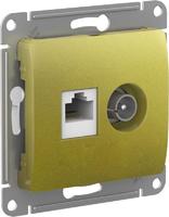 Механизм розетки компьютерной + ТВ 2-м GLOSSA RJ45 кат. 5Е фисташк. SchE GSL001089 Schneider Electric