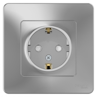 Розетка СП BLANCA 16А 250В защ. шторки с заземл. алюм. SchE BLNRS001113 Schneider Electric