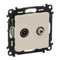 Механизм розетки TV-SAT оконечной Valena Life 2 выхода 10дБ 5-862МГц/950-2400МГц с лиц. панелью сл. кость Leg 753562 Legrand