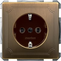 Механизм розетки 1-м СП Merten 16А IP20 с заземл. без защ. шторок QF SD античная латунь SchE MTN2401-4143 Schneider Electric