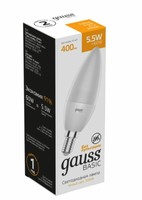Лампа светодиодная Basic 5.5Вт Свеча 3000К E14 400лм Gauss 1033116