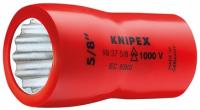 Головка торцевая VDE 1000В DR 3/8дюйм BiHEX двойной шестигранник дюймовая 5/16дюйм диэлектрическая Knipex KN-98375_16