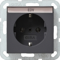 Розетка Gira System 55 1-мест. 1мод. механизм с накладкой З/К скр. уст-ки16А 220-250В IP20 антрацит | 045728