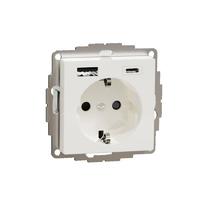 Розетка 1-м СП 3мод. Merten SM 16А IP20 со встроен. зарядным устройством USBА+C 3А полярн. бел. SchE MTN2367-0319 Schneider Electric