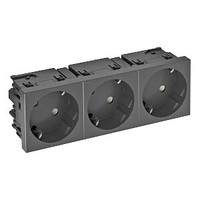 Розетка силовая 33° тройная 3х2К+З Modul45connect, со шторками, 16А 250В черная | 6120511 OBO Bettermann
