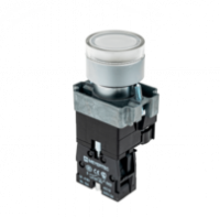 Кнопка с LED подсветкой, белая, 220V AC/DC, 1NO, мет. MTB2-BW3163 | 58206 ОВЕН