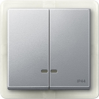 Клавиша 2-м Merten с окошком для свет. инд. IP44 алюм. SchE MTN3424-0460 Schneider Electric
