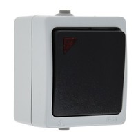 Выключатель Венеция одноклавишный с индикатором 10А IP54 серый - EVV10-121-30-54 EKF