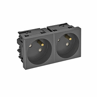 Розетка двойная 33° Modul45connect, франц. стандарт, 250 В, 16A (черный) (STD-F3C SWGR2) | 6120680 OBO Bettermann