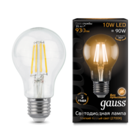 Лампа светодиодная филаментная Filament 10Вт A60 2700К тепл. бел. E27 930лм GAUSS 102802110
