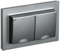 Розетка 2-м СП BRITE РСбш12-3-44-БрС 16А в сборе IP44 с крышкой сталь IEK BR-R26-16-44-K46-F (ИЭК)