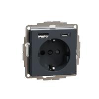 Розетка 1-м СП 3мод. Merten SM 16А IP20 со встроен. зарядн. устройством USBА+C 3А антрацит SchE MTN2367-0414 Schneider Electric