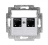 Розетка информационная Levit двойная 2хRJ45 кат. 6 серебр. ABB 2CHH296118A6070