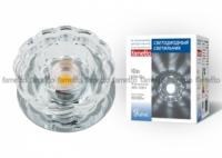 Светильник декоративный встраиваемый светодиодный 10Вт DLS-F301 10W CHROME/CLEAR "Fiore" основание металл цвет хром отделка кристалл прозр. Fametto 10754