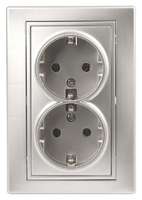 Розетка СП Plano 2х2P+E Schuko 1-205-03 16А-250В IP20 алюм. Intro Б0030070 ЭРА (Энергия света)