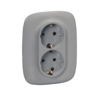 Розетка 2-м СП Valena Allure 16А IP20 250В 2х2P+E защ. шторки безвинт. клеммы с лицев. панелью алюм. Leg 753926 Legrand