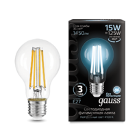 Лампа светодиодная филаментная Filament 15Вт A60 4100К нейтр. бел. E27 1450лм GAUSS 102902215