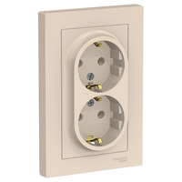 Розетка 2-м СП AtlasDesign 16А IP20 с заземл. в сборе беж. SchE ATN000224 Schneider Electric